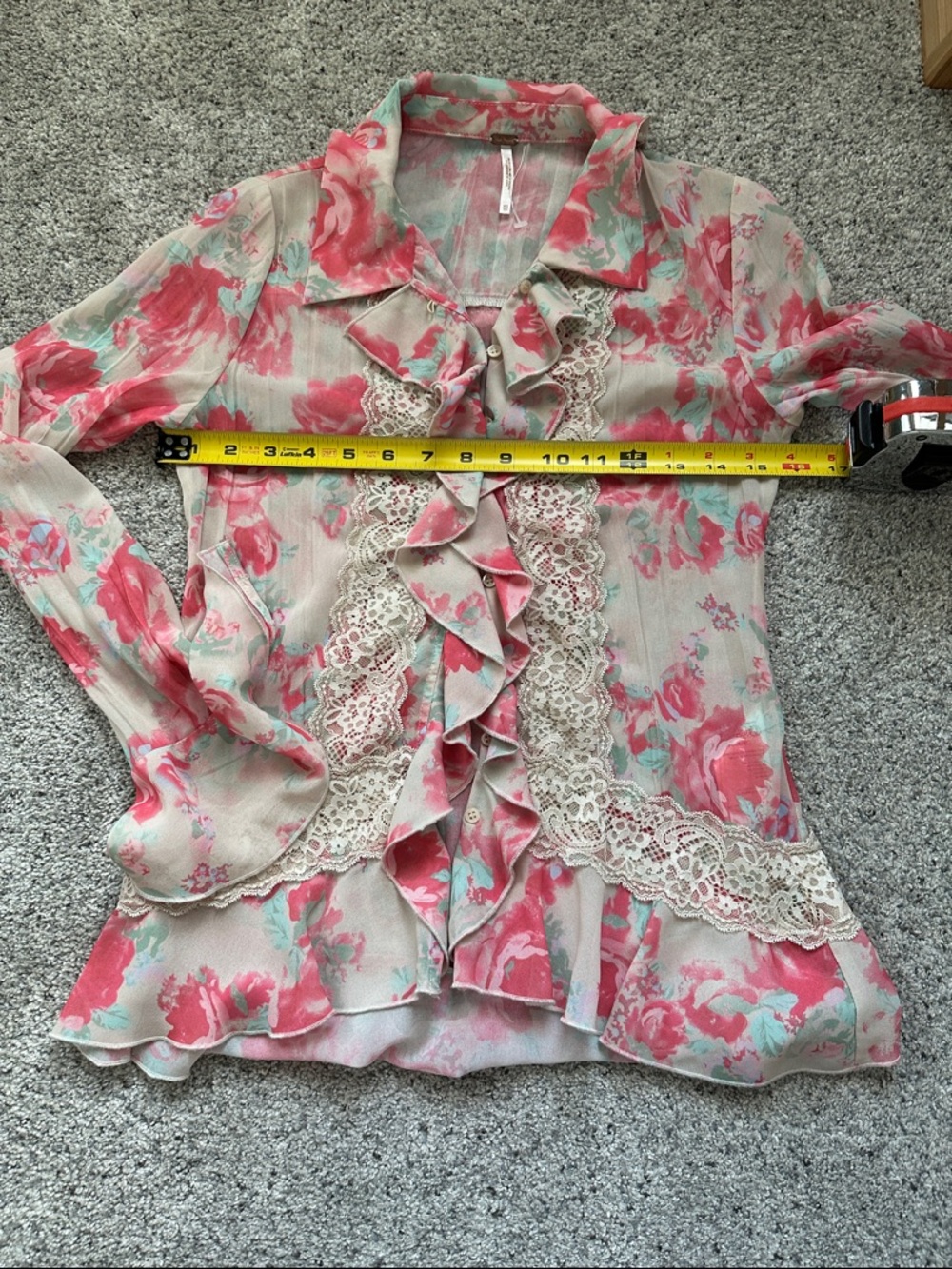 New Free People Bad At Love Floral Lace Trim Too ~ Pink & Mint - Picture 8 of 12